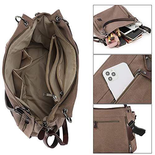 Removable holster Crossbody Bag for concealed carry (Coffee)