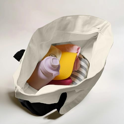 Large Cotton Canvas Concealed Carry Tote Bag, Black