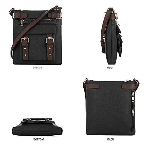 2-Toned Belt Crossbody Bag with Lock for Women