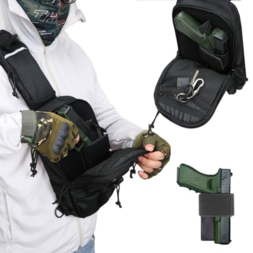 Black Tactical Chest Sling Crossbody Concealed Carry Bag