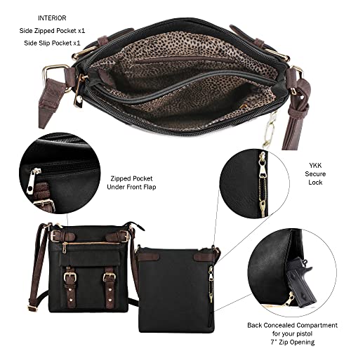 2-Toned Belt Crossbody Bag with Lock for Women