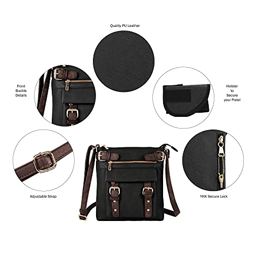 2-Toned Belt Crossbody Bag with Lock for Women