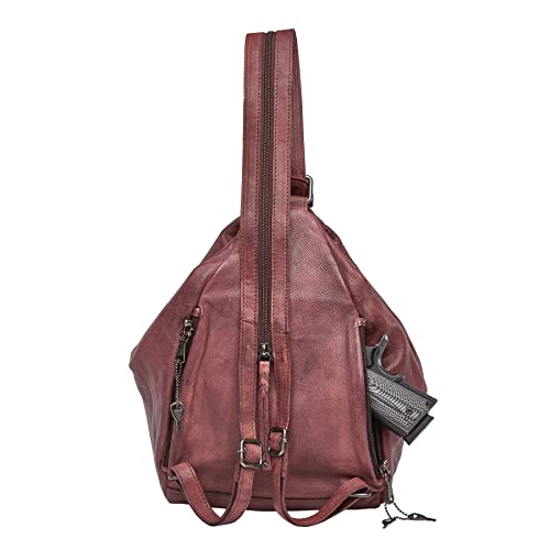 Marley Leather Concealed Carry Sling Backpack - RFID Organizer