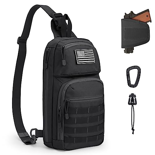Black Tactical EDC Sling Bag for Concealed Carry