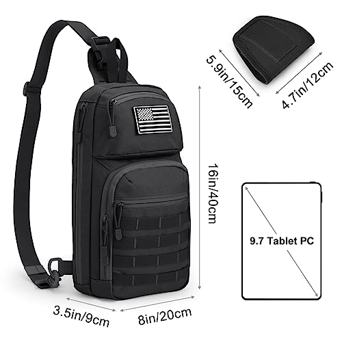 Black Tactical EDC Sling Bag for Concealed Carry