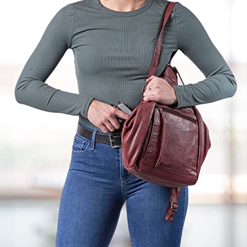 Marley Leather Concealed Carry Sling Backpack - RFID Organizer