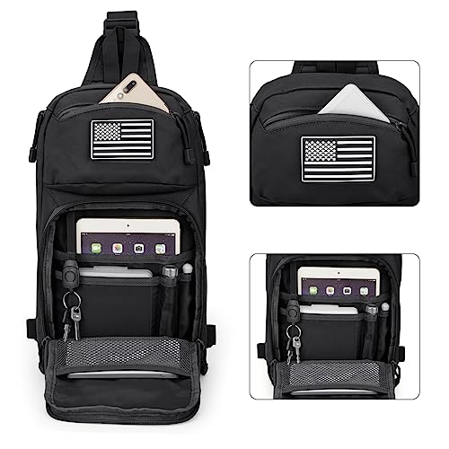 Black Tactical EDC Sling Bag for Concealed Carry