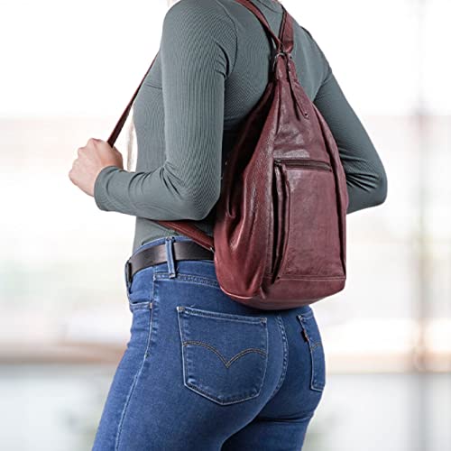 Marley Leather Concealed Carry Sling Backpack - RFID Organizer