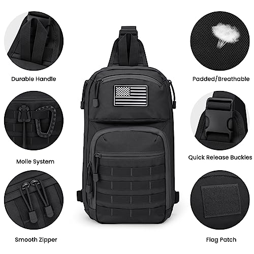 Black Tactical EDC Sling Bag for Concealed Carry