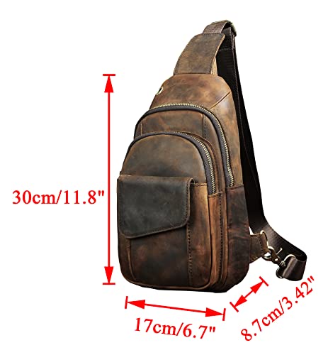 Le'aokuu Men's Leather Crossbody Chest Sling Bag