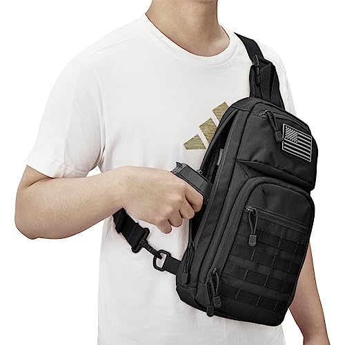 Black Tactical EDC Sling Bag for Concealed Carry