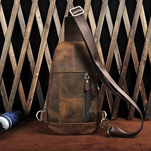 Le'aokuu Men's Leather Crossbody Chest Sling Bag