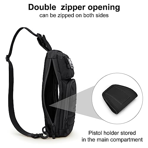 Black Tactical EDC Sling Bag for Concealed Carry