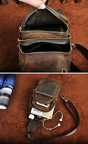 Le'aokuu Men's Leather Crossbody Chest Sling Bag