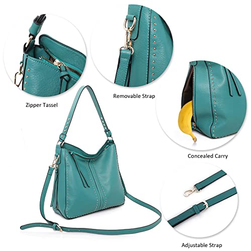 Studded Leather Concealed Carry Hobo Crossbody Purse