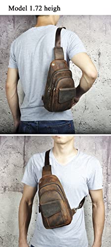 Le'aokuu Men's Leather Crossbody Chest Sling Bag