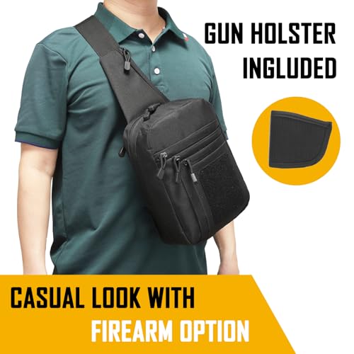 Black Concealed Carry Crossbody Gun Bag for Men