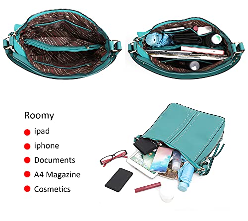 Studded Leather Concealed Carry Hobo Crossbody Purse