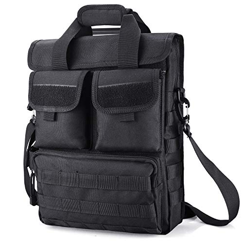 Black Tactical Messenger Bag with Military MOLLE Utility