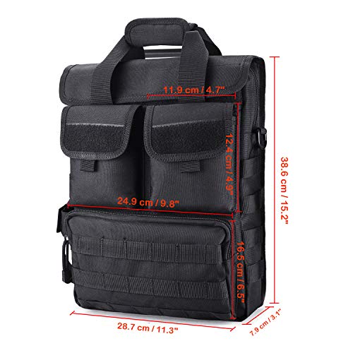 Black Tactical Messenger Bag with Military MOLLE Utility