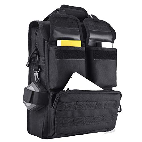 Black Tactical Messenger Bag with Military MOLLE Utility