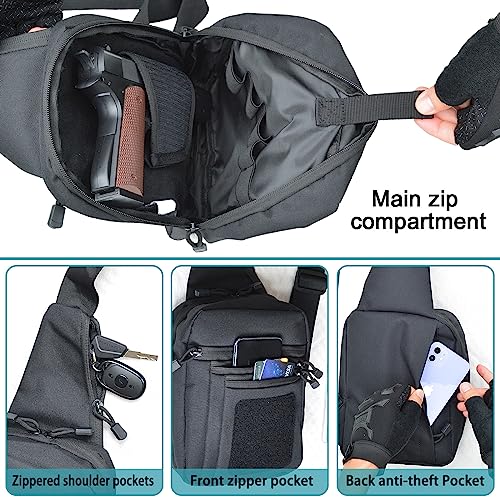 Men's FLWVOG Concealed Carry Crossbody Sling Bag (Black)