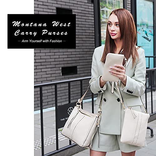 Montana West Concealed Carry 3-Piece Purse Set Beige