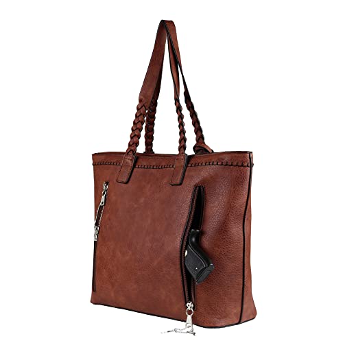 Cora Stitched Gun Tote for Concealed Carry (Mahogany)