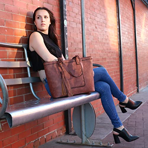 Cora Stitched Gun Tote for Concealed Carry (Mahogany)