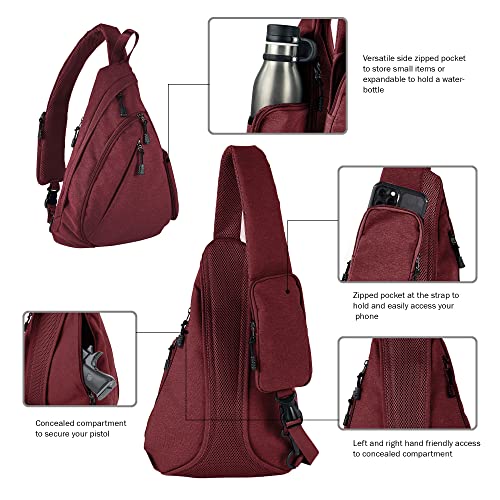 Unisex Red Crossbody Sling Concealed Carry Backpack Purse