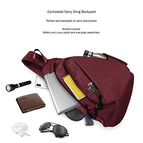 Unisex Red Crossbody Sling Concealed Carry Backpack Purse