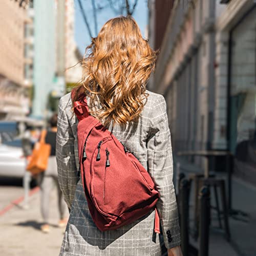 Unisex Red Crossbody Sling Concealed Carry Backpack Purse