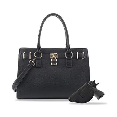 Black Dina Lock Concealed Carry Satchel by Emperia