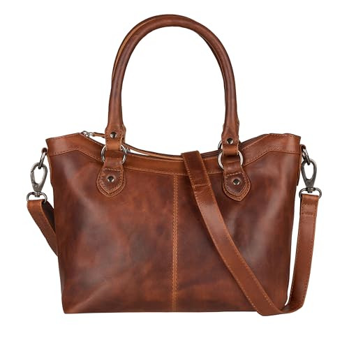 Sadie Leather Satchel with Universal Gun Holster - Cognac
