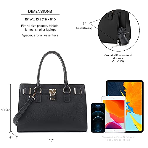 Dina Lock Black Concealed Carry Satchel by Emperia