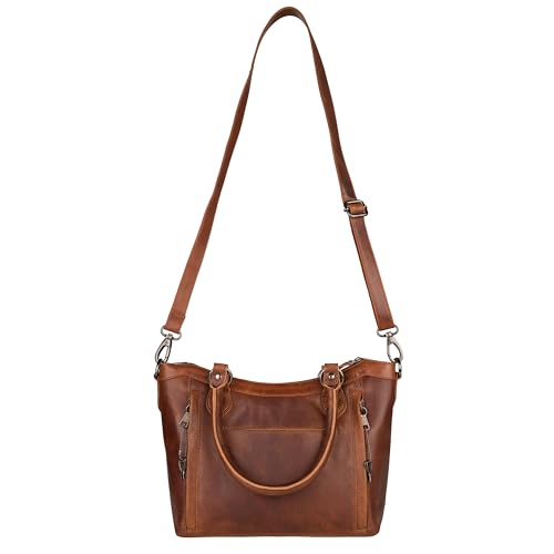 Sadie Leather Satchel with Universal Gun Holster - Cognac
