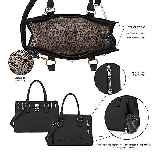 Dina Lock Black Concealed Carry Satchel by Emperia