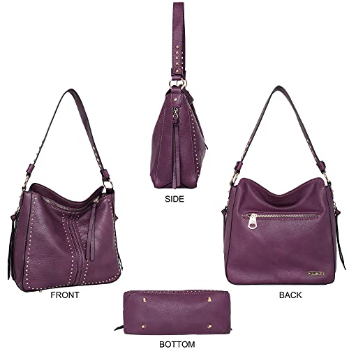 Purple Leather Crossbody Concealed Carry Handbag - Montana West