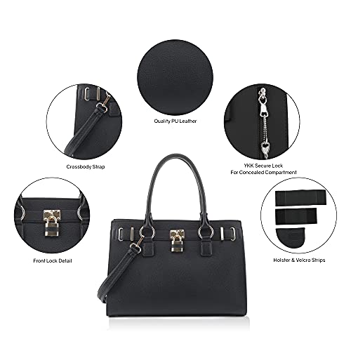 Dina Lock Black Concealed Carry Satchel by Emperia