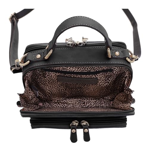 PANDORA Compact Concealed Carry Crossbody Satchel Purse - Black