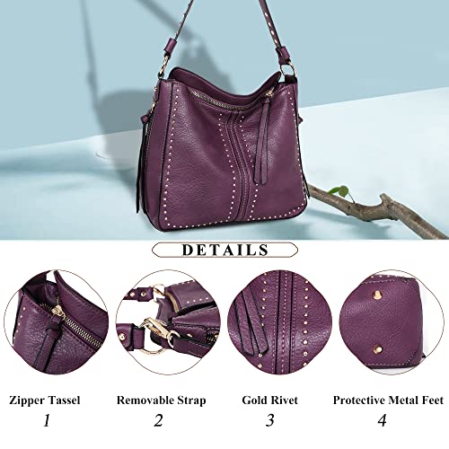 Purple Leather Crossbody Concealed Carry Handbag - Montana West
