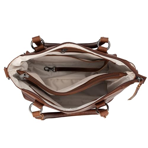 Sadie Leather Satchel with Universal Gun Holster - Cognac