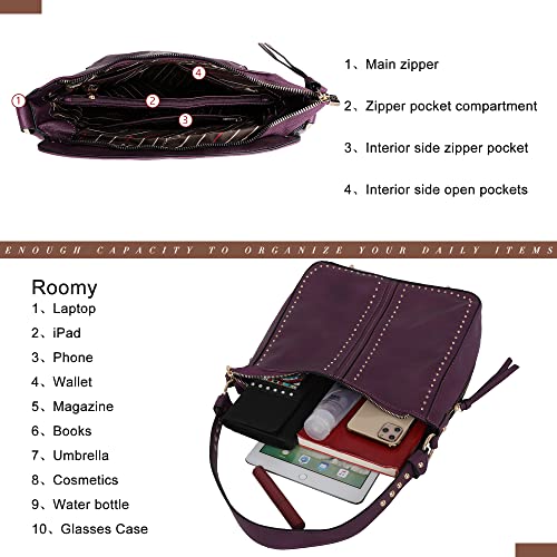 Purple Leather Crossbody Concealed Carry Handbag - Montana West