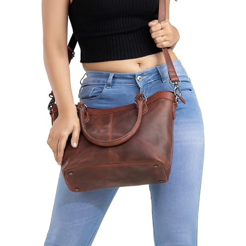 Sadie Leather Satchel with Universal Gun Holster - Cognac