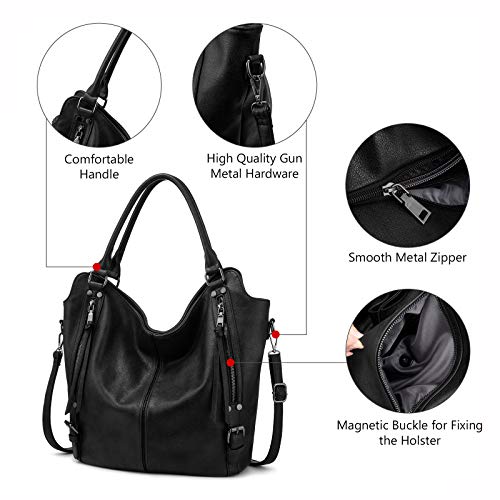 Women's Leather Hobo Purse with Detachable Holster Conceal Carry