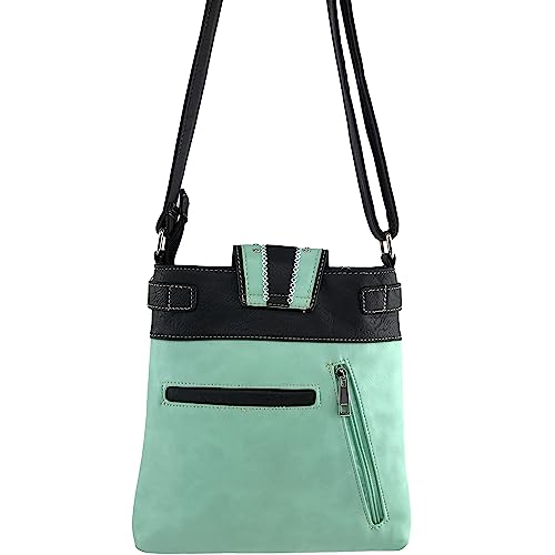 Zelris Western Floral Conceal Carry Crossbody Messenger - Mint
