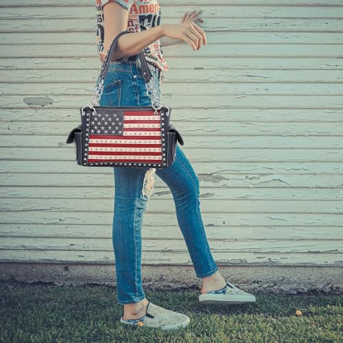 Montana West Patriotic Concealed Carry Tote Handbag - Navy