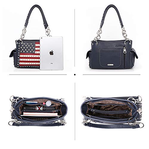 Montana West Patriotic Concealed Carry Tote Handbag - Navy