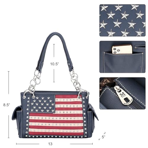 Montana West Patriotic Concealed Carry Tote Handbag - Navy