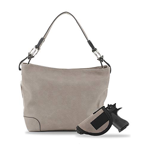 Gray Hobo Handbag with Lock & Key Conceal Carry